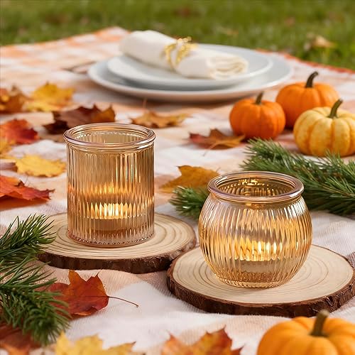 Miniatura 7 de 12 portavelas votivas doradas surtidas para decoración de bodas, candelabros dorados acanalados para Diwali, portavelas de vidrio para centro de