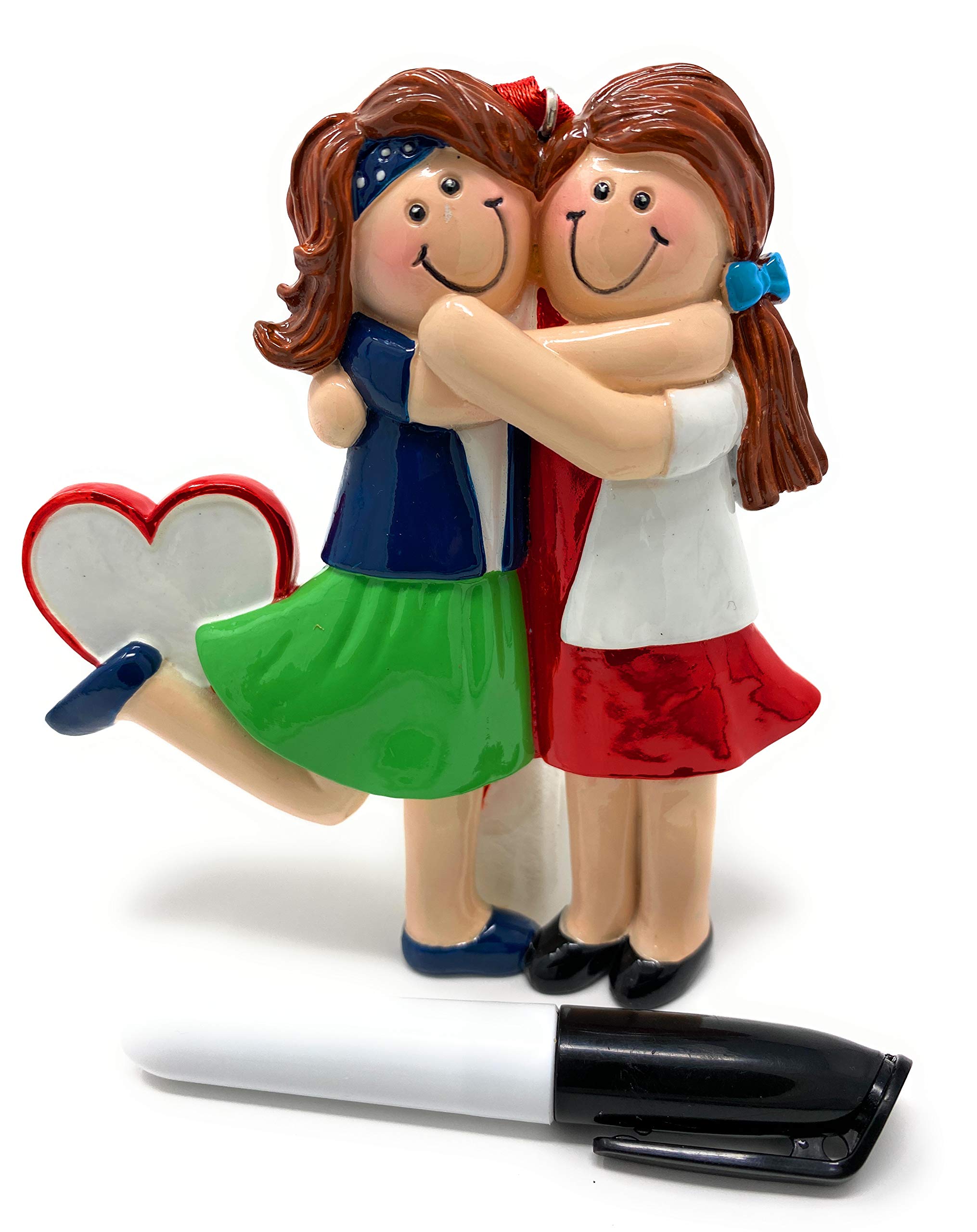 Christmas Ornaments Tree Decorations Holiday Xmas Friends Sisters Best Friends Friendship Keepsake 2020 with a Bonus Black Pen Marker to Personalize