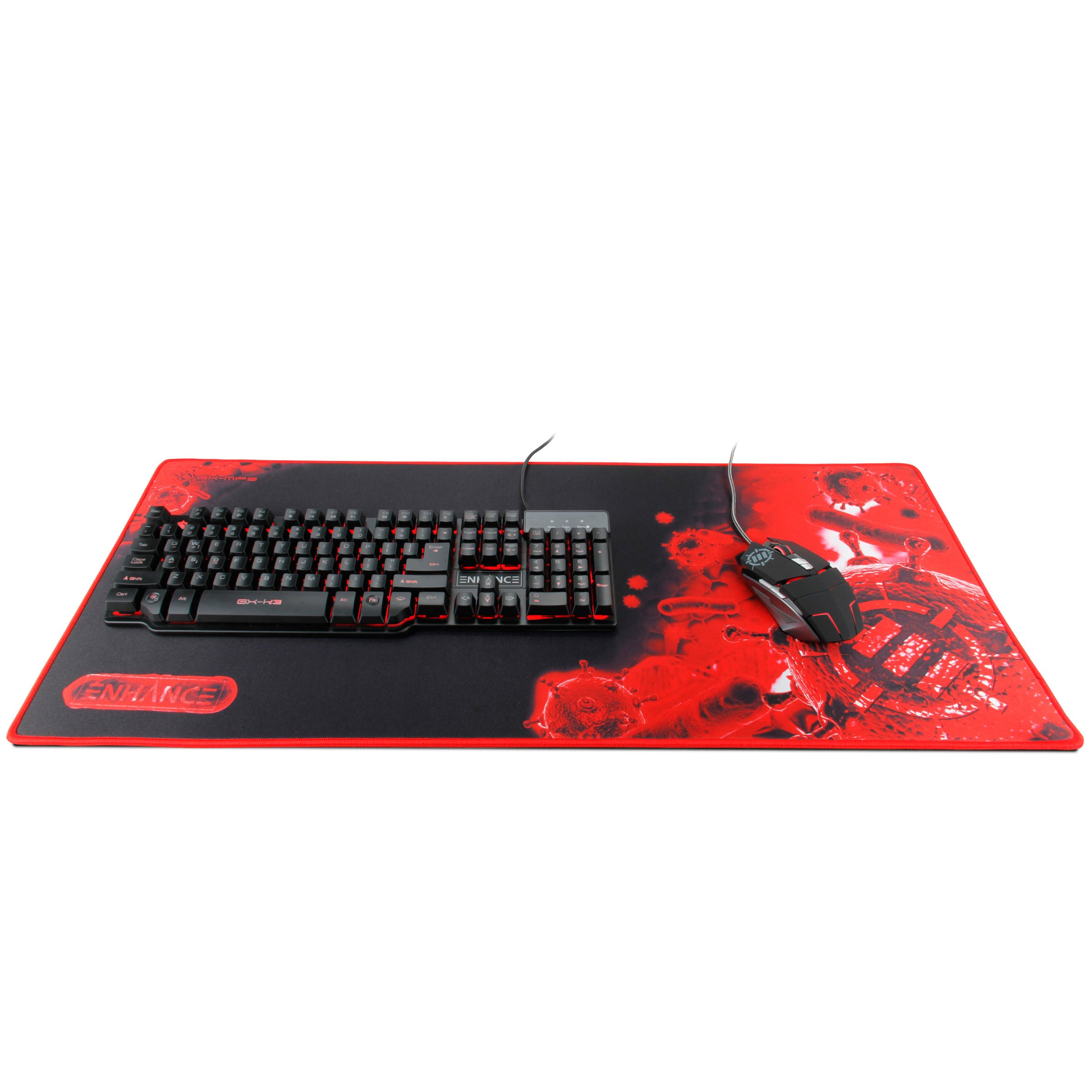 ENHANCE Mouse Pad da Gioco - Tappetino per Mouse XXL (80 x 35 cm) Cuciture Anti-Sfaldamento con Superficie di Scorrimento a Basso Attrito e Supporto Antiscivolo - Rosso