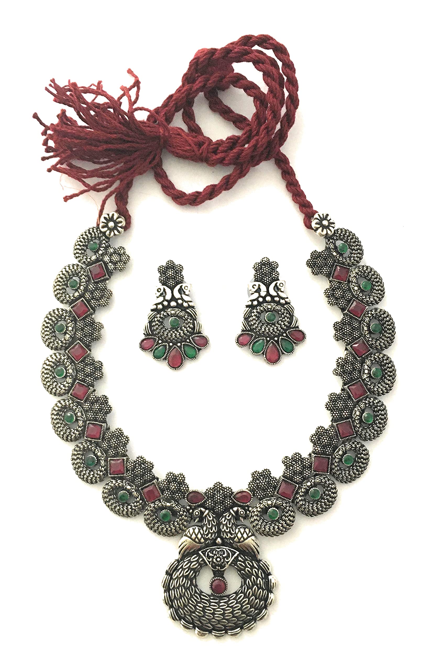 Sasitrends German Silver Oxidised Jewellery Set with AD Stones for Women & Girls - Traditional Elegance for Every Occasion (B0B675NJNV) Amazon Price History, Amazon Price Tracker