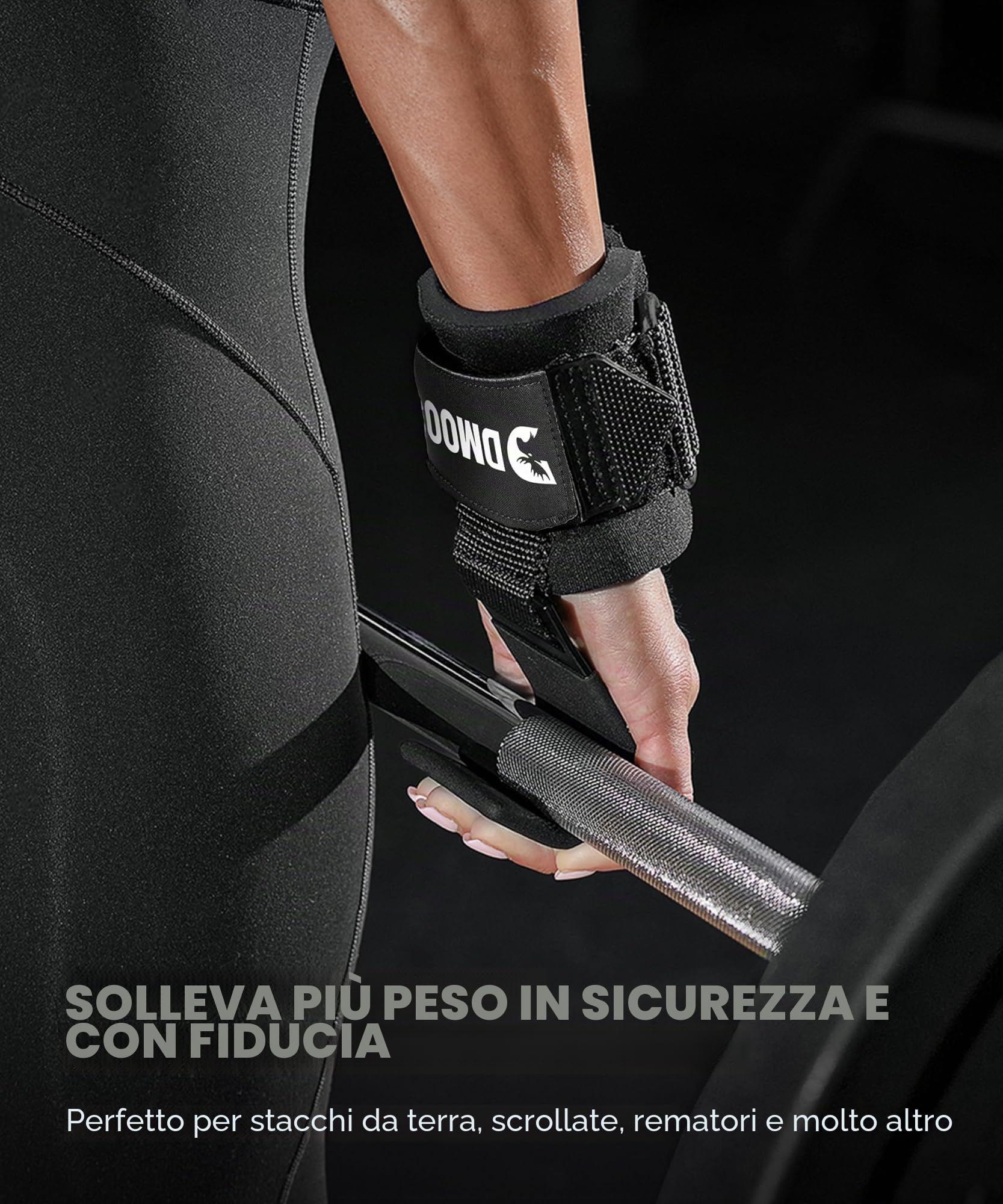 DMoose Fitness Ganci Per Sollevamento Pesi(Paio) Per Stacchi Da Terra, Cinturino In Nylon Con Imbottitura Spessa - Cinturini Per Polsi Resistenti Per Sollevamento Pesi E Allenamenti In Palestra