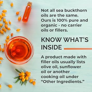SEABUCKWONDERS Organic Sea Buckthorn Oil Omega-7 Complete, 120 Softgels | 60 Day Supply, with Omega 3, 6 & 9, Supports Hair, Skin & Nails, 100% Pure with Zero Filler Oil