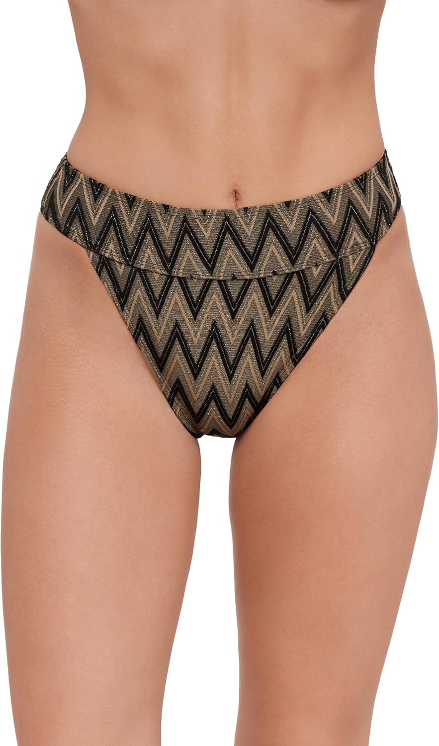 Steve Madden Women's Banded High Leg High Waist Bikini Bottom with Flirty Coverage