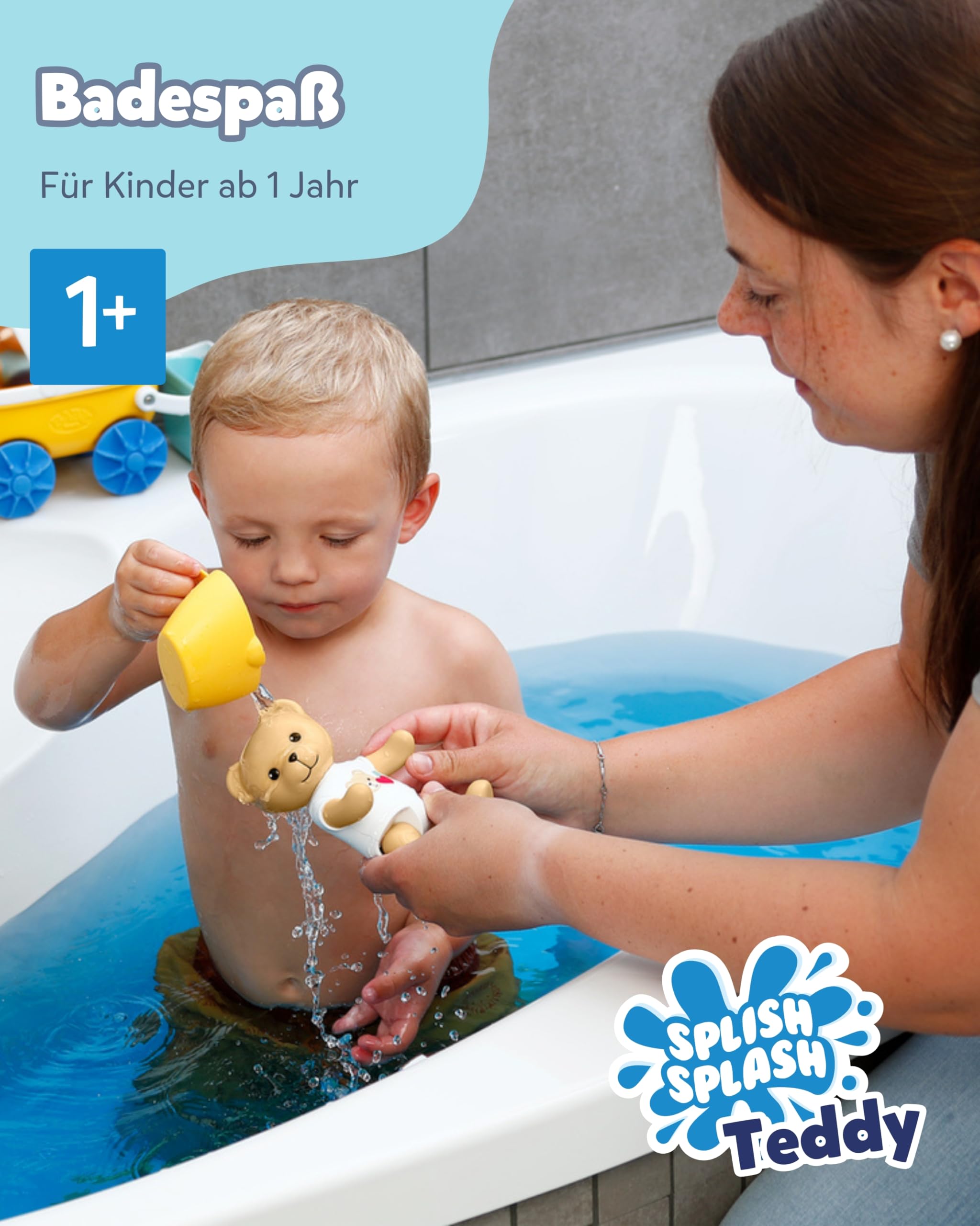 BABY born Splish Splash Zabawka do kąpieli Teddy – rozmiar 15 cm – z mechaniczną funkcją pływania – działa całkowicie bez baterii – odpowiednia dla dzieci od 1 roku życia, kolor brązowy