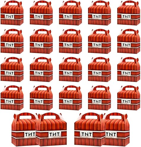 WBTEER Suministros para fiesta de cumpleaños, cajas de recuerdos de fiesta, paquete de 20 bolsas de caramelo estilo píxel, cajas de mano,