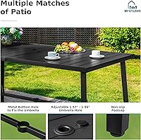 Vista 5 de MFSTUDIO Juego de 7 barras de patio con 1 mesa de barra de listones de metal resistente con 6 taburetes de altura de barra para exteriores, azul