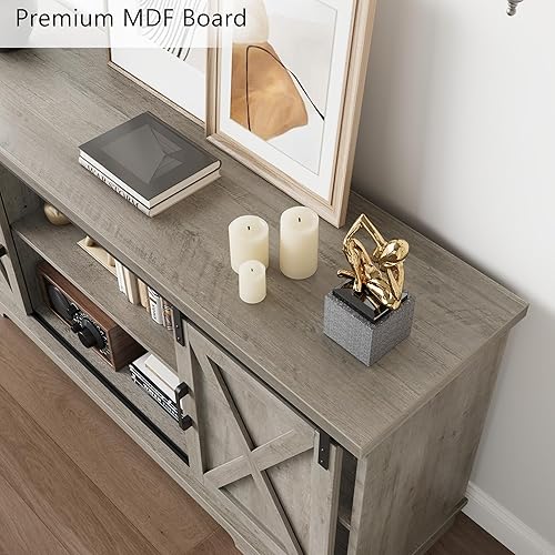 Miniatura 6 de IDEALHOUSE Soporte de TV estilo granja para televisores de 65 pulgadas, centro de entretenimiento con almacenamiento y puertas corredizas de