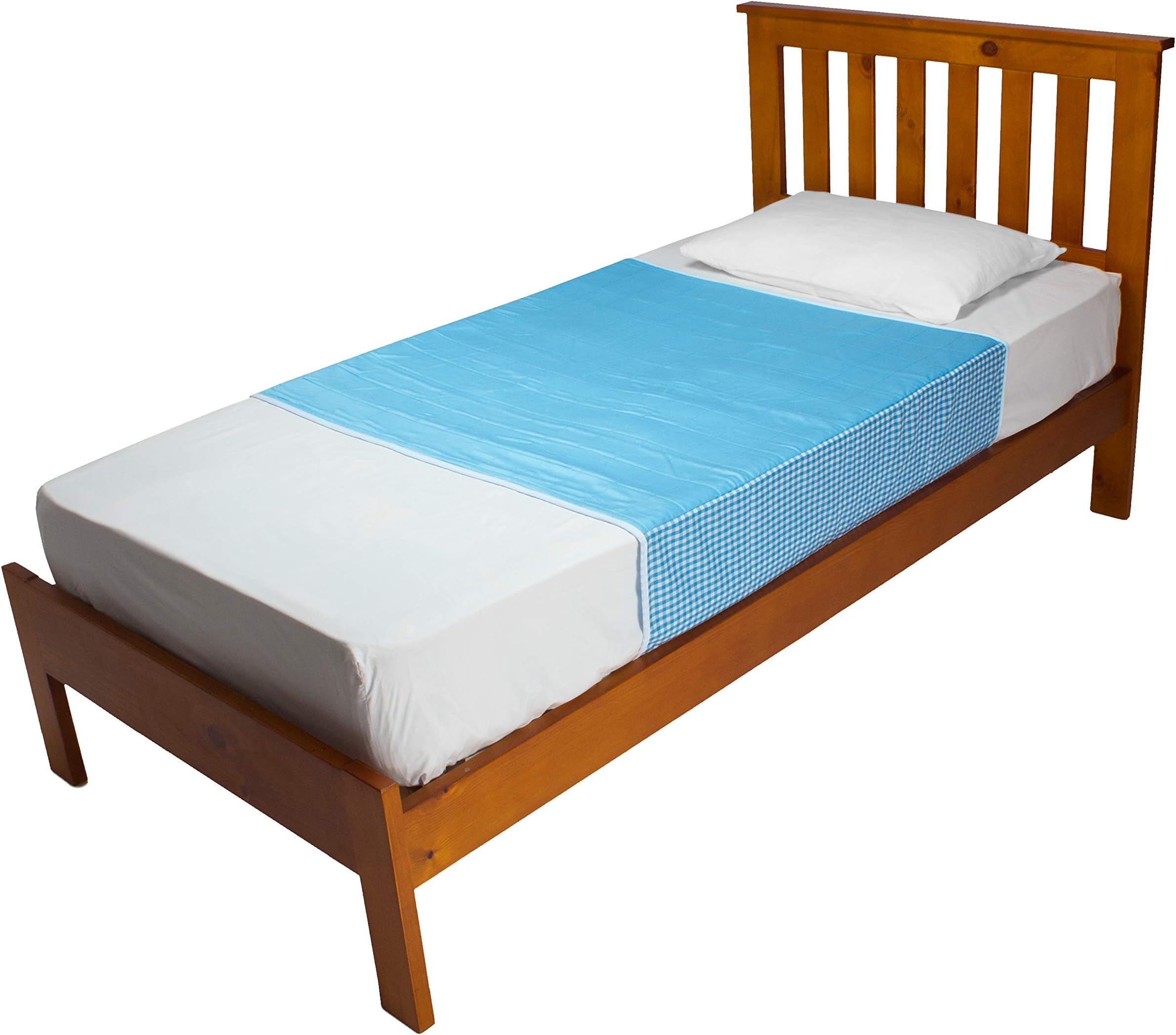 BROLLY Sheet - Bed Pad - with Wings - Single Bed Pad - 100% Cotton Sleep Surface - Blue - Size: 95 X 95cm