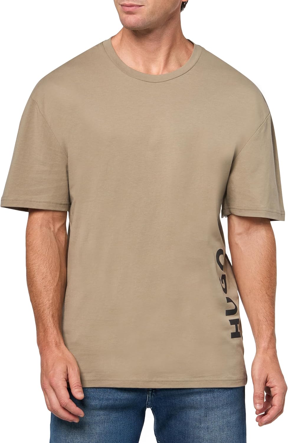 Hugo Mens Vertical Logo Cotton Short-Sleeve T-Shirt