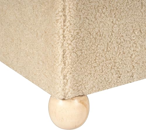 Miniatura 23 de Homebeez Taburete otomano de almacenamiento con reposapiés otomano con tapa con bisagras/patas de madera (flor 2) Flor-2,Beige,Con