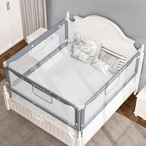 Miniatura 8 de FAMILL Riel de cama para niños pequeños, protector plegable de montaje en 2 minutos para bebé, rieles de cama para niños pequeños adecuados para