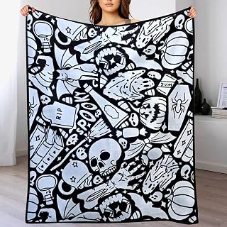 DIY Coloring Blanket, Coloring Blanket with Markers, Color Blankets for Adults, Creative Art Blankets, Holiday Decorations for Halloween Decor/Christmas Decor with 12Pcs Colored Pens (Black_D)
