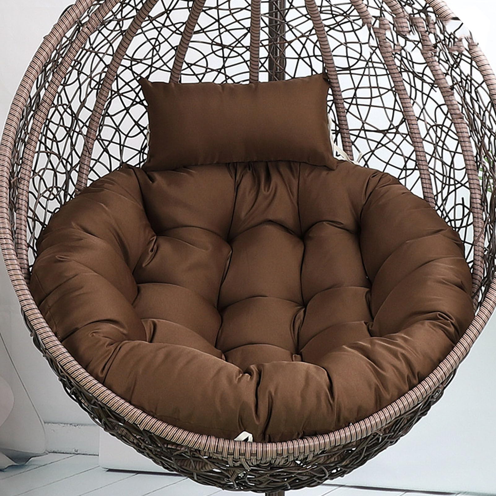 Cojín colgante para silla de huevo con funda lavable de mimbre para terraza