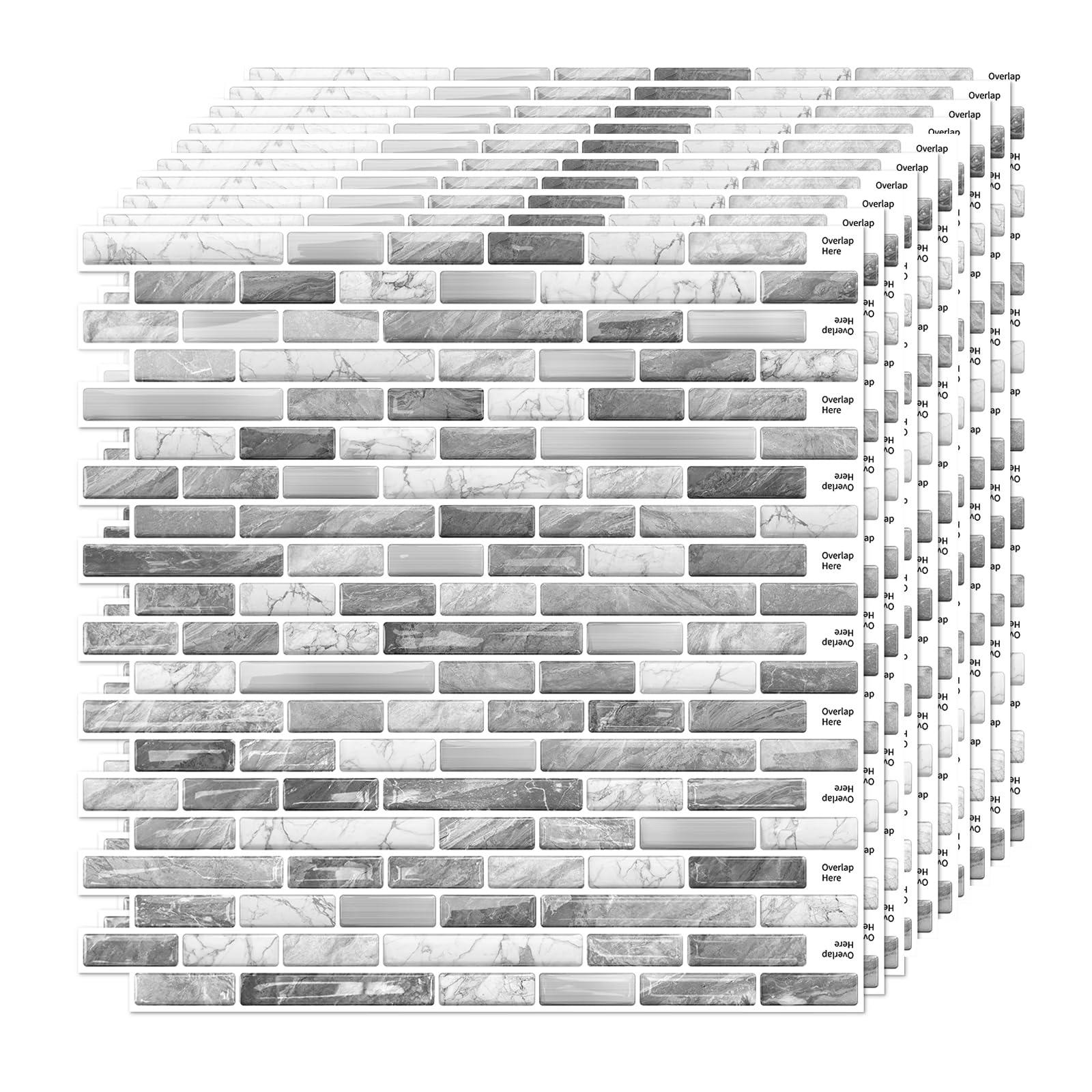 Piastrelle in ceramica 3D, 10 pezzi, 30,5 x 30,5 cm, autoadesive, pannelli da parete 3D, per cucina, bagno, parete (tipo E)