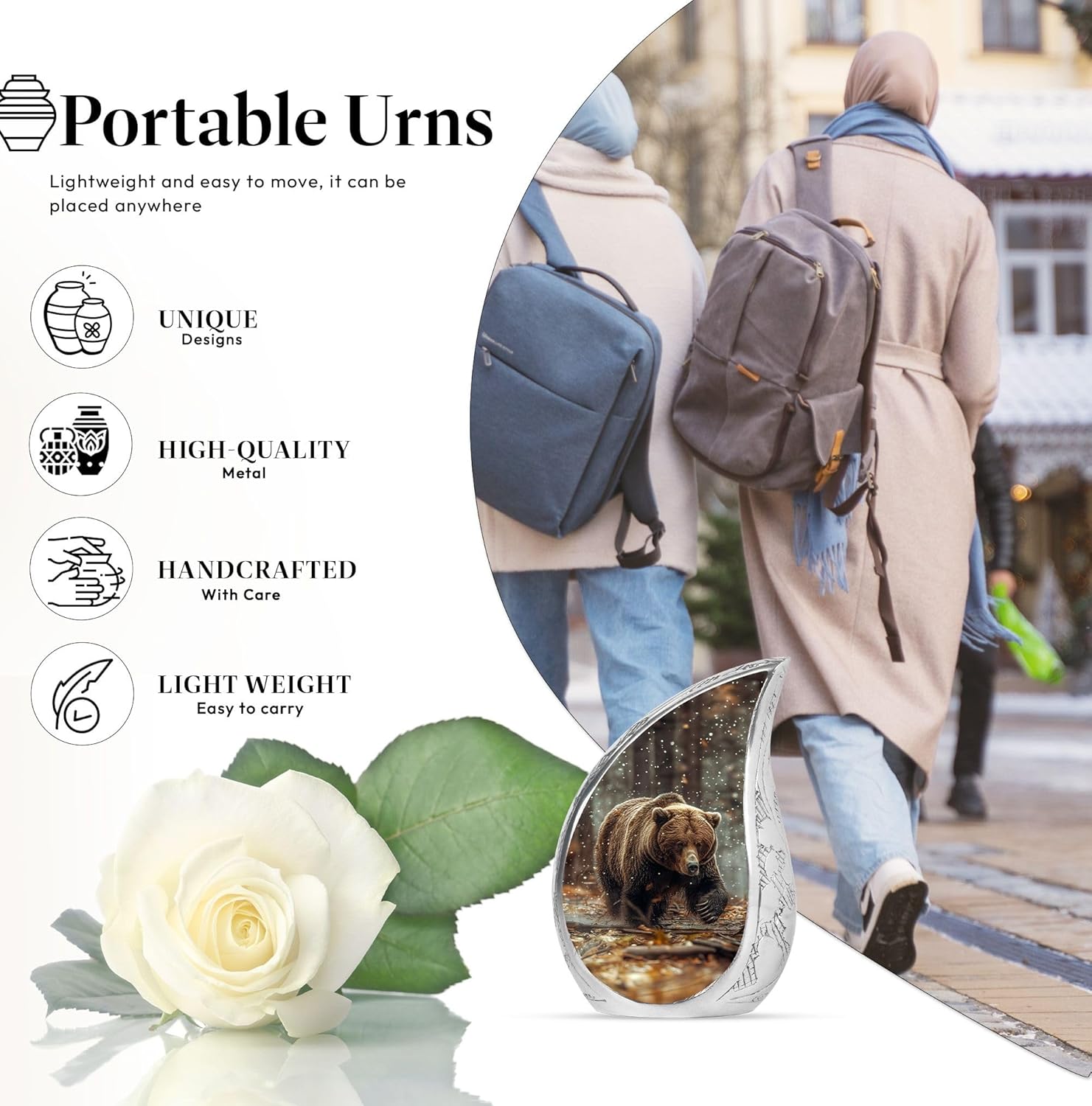 Bear Urn - Small Urns for Human Ashes Keepsake - Funeral Urns for Adult Ashes Women - Burial Urns for Adult Human Ashes - Urns for Human Ashes Adult Man - Memorial Urns for Human Ashes - 3 Inch 1 Pcs