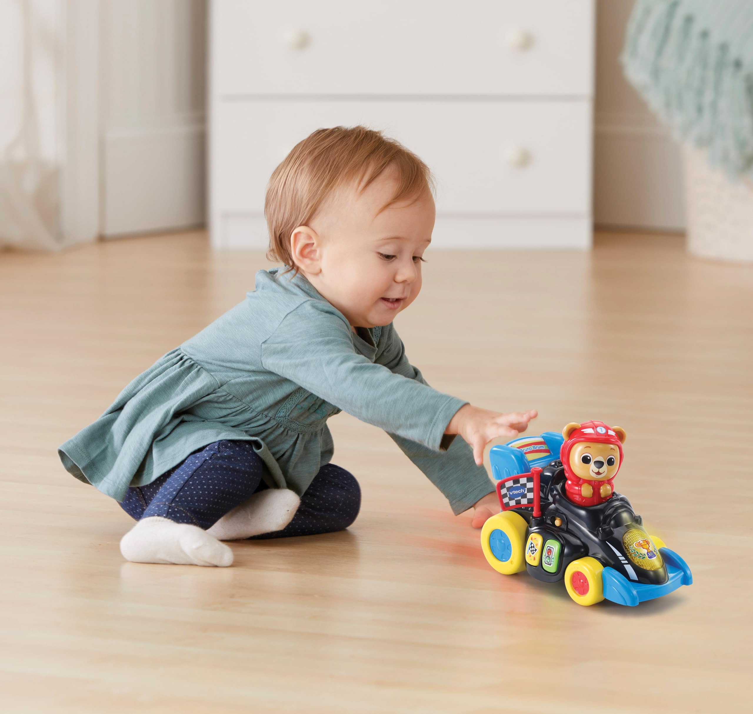 VTech Baby Bruno Brum-Brum Bólido Interactivo – Coche Que Gatea Y Aprende Con Sonidos, Canciones Y Movimiento, Juguete Educativo Para Bebés De 12 Meses En Español