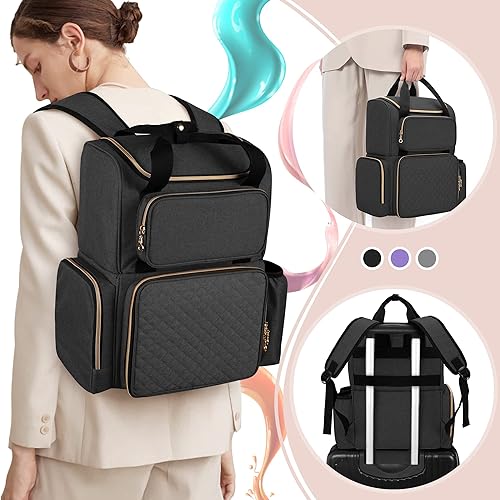 Vista 21 de Luxja Mochila organizadora de esmalte de uñas con capacidad para 70 botellas, Gris, Moderno
