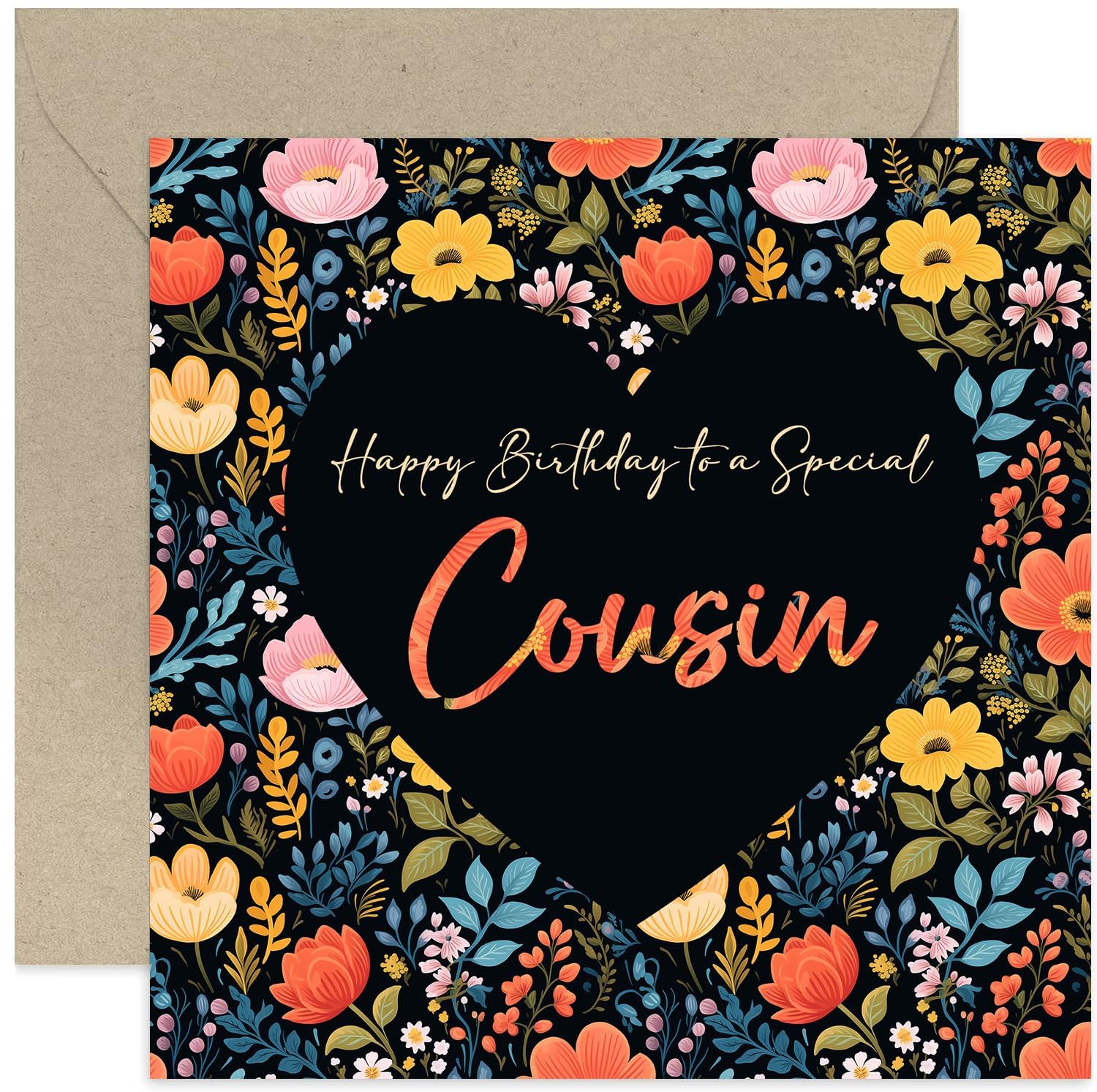 Old English Co. Happy Birthday Cards for Cousin - Pretty Flowers Birthday Card Gift for Cousin - Cute Greeting Card for Her - Gifts For Women Family |
