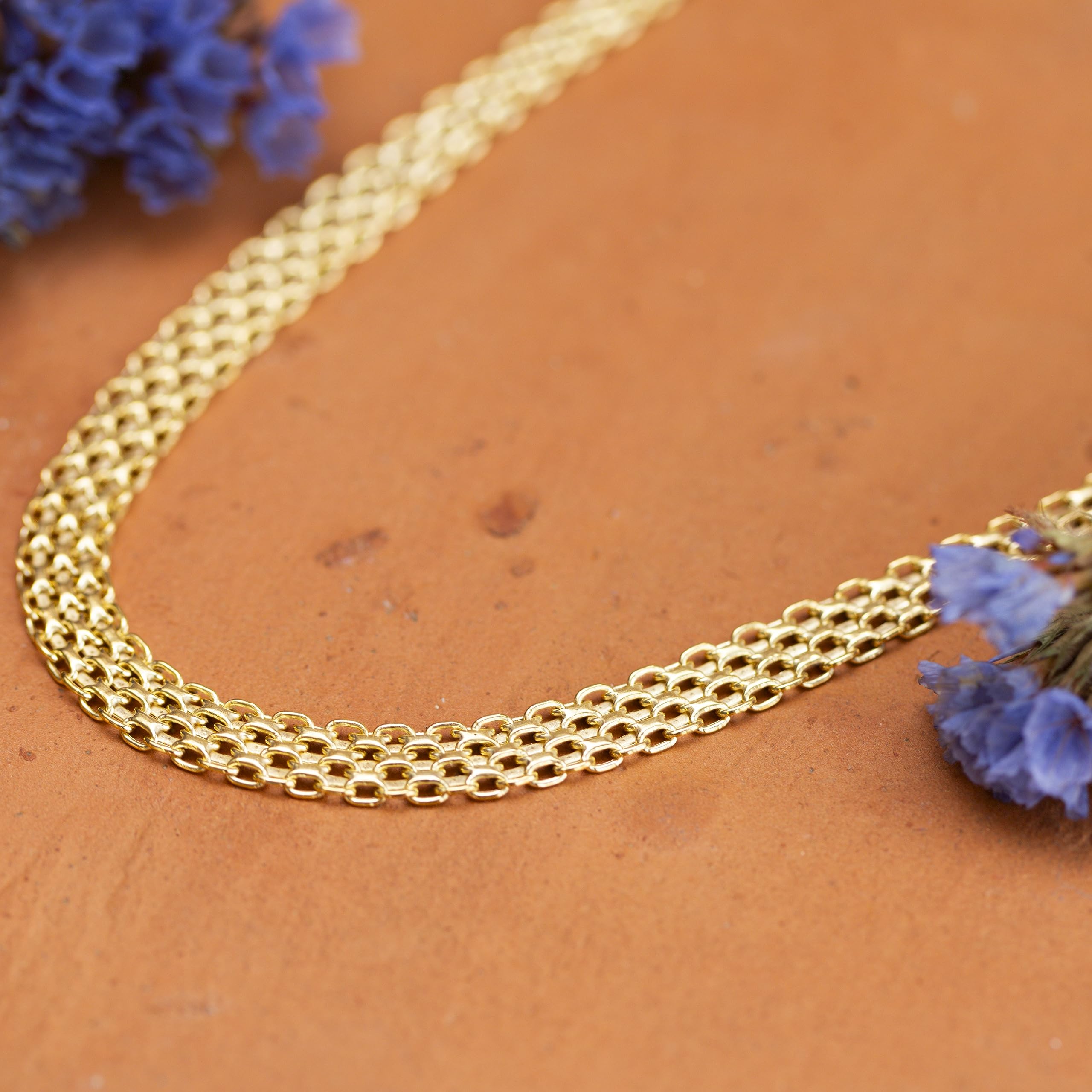 CARISSIMA Collana da donna in oro giallo 9 ct con catena Bismark graduata, 43 cm