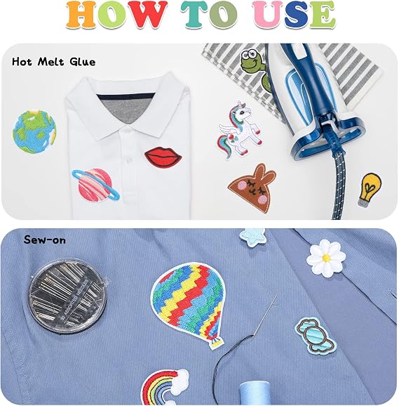 Yinder 95 Pcs Assorted Embroidered Iron on Patches Bulk Random Sew on Applique Patches DIY for Hat Backpack Jeans Repair Clothing Repair Supplies