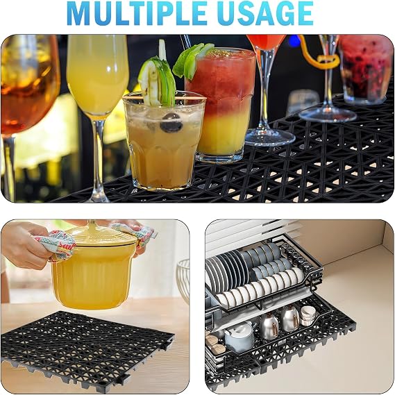 10 Pack Plastic Interlocking Floor Tiles Bulk, 30 x 30 cm, Non-Slip