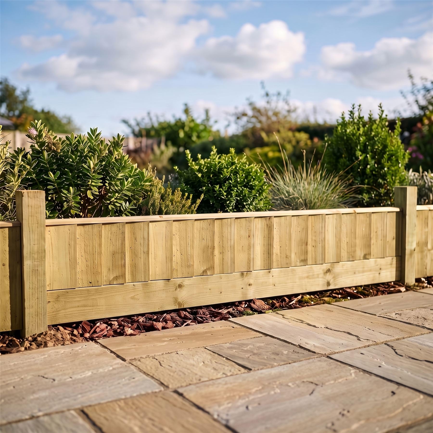 Wooden Garden Fence Panel, 6ft x 1ft Feather Edge Fully Framed (5 Pack) | 30cm High x 183cm Wide, Heavy Duty, Pressure Treated, Closeboard Design, for Perimeter Boundary & Outdoor Privacy Fencing