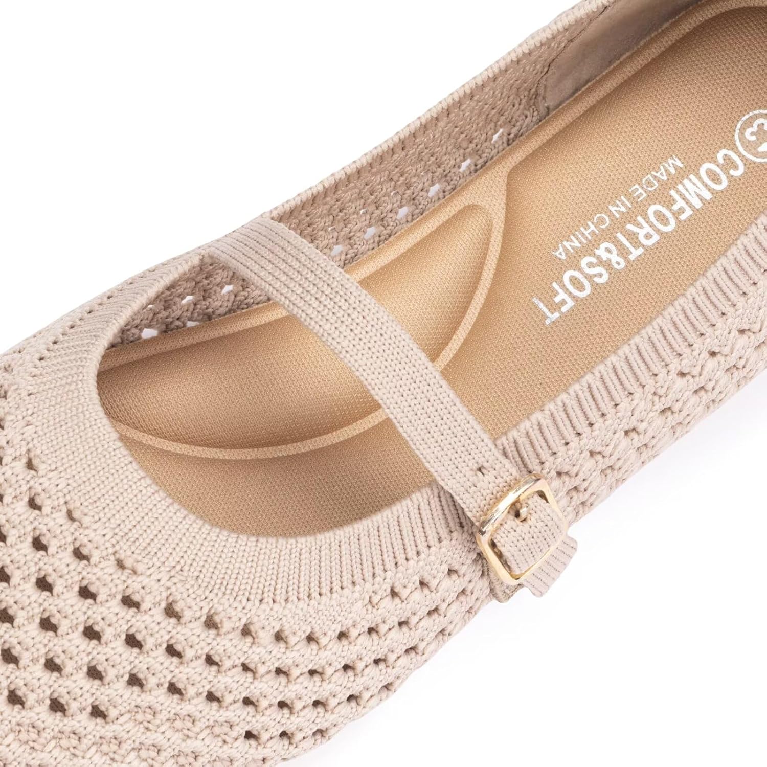 Frank Mully Little Girls Knitted Mary Jane Flats Breathable Mesh Girl Shoes, Flexible Round Toe Casual Dress Flats for School with Cushioned Insole
