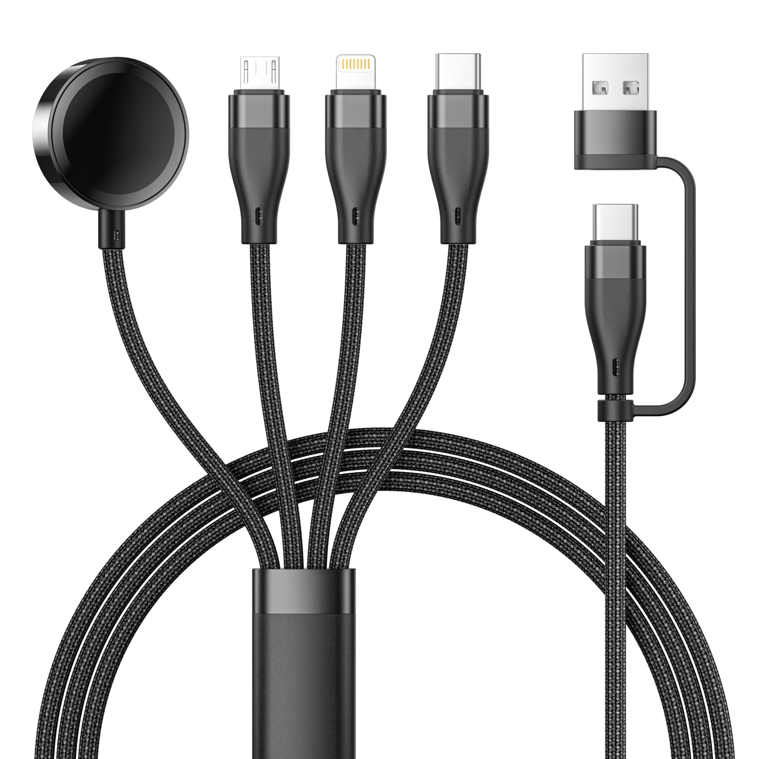 4 in 2 Ladekabel für Apple Watch, Multi USB C iWatch Ladekabel Apple Watch Ladegerät mit Lightning/USB C/iWatch/Micro für iWatch 11/10/9/8/7/6/5/4/Ultra,iPhone 17/16/15/14/13/12/11, Galaxy, Android