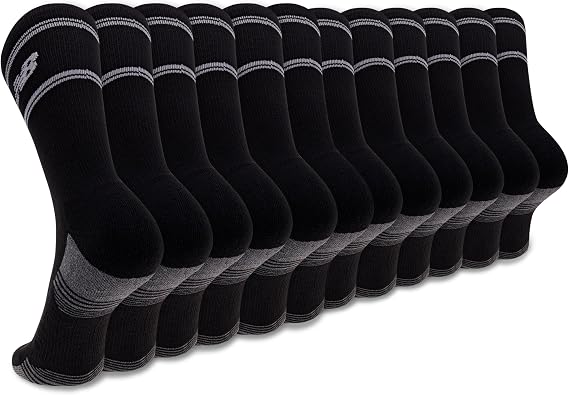 New Balance Unisex Adult Performance Cushioned Crew Socks - 6 & 12 Pairs - Moisture Wicking