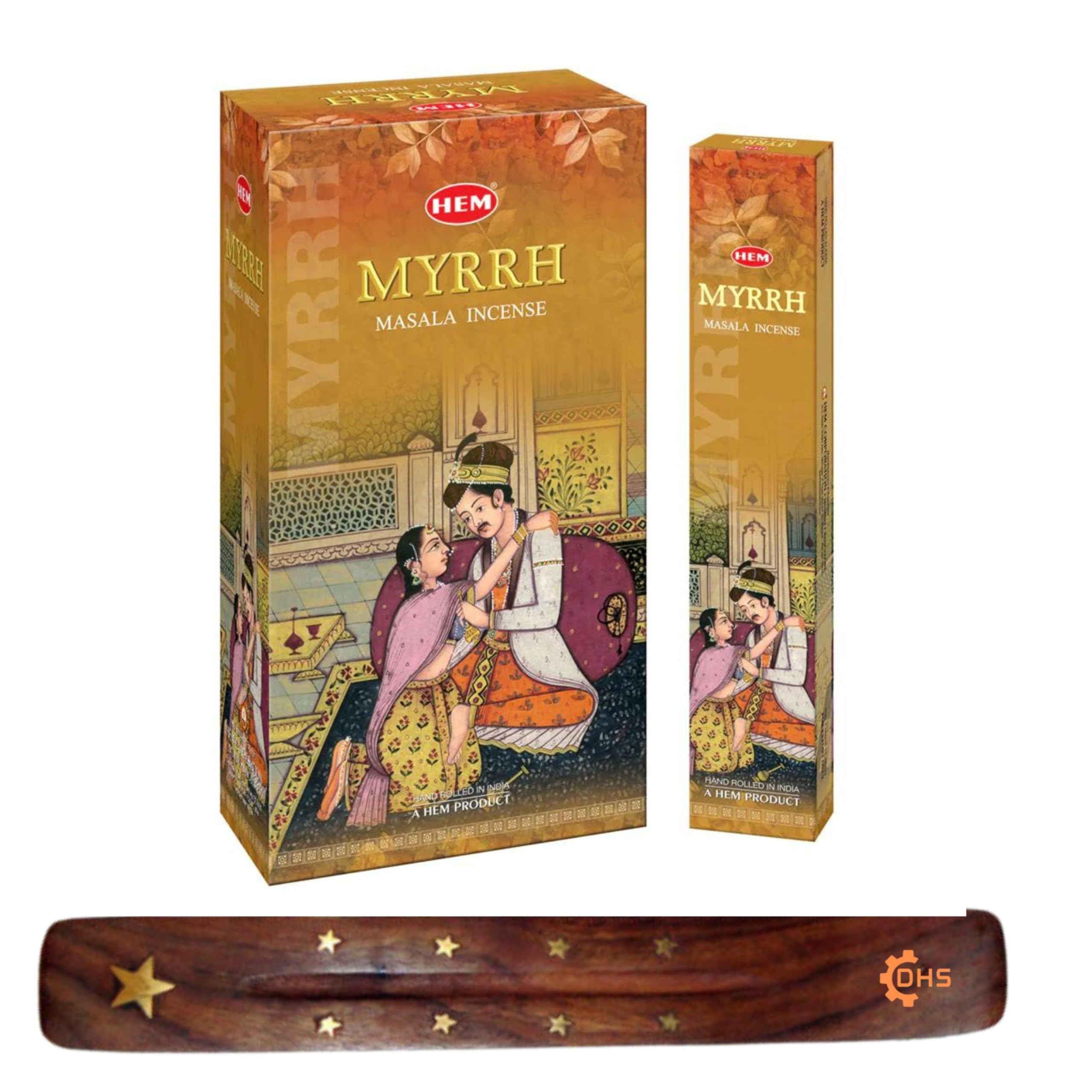 Dhs Black Hem Myrrh Premium Incense Sticks, Full Pack Of 12, Each 15 Gms With Incense Stick Holder For Yoga, Meditation, Healing, Spirituality, Aromatherapy, Incense Spa And Relaxation…