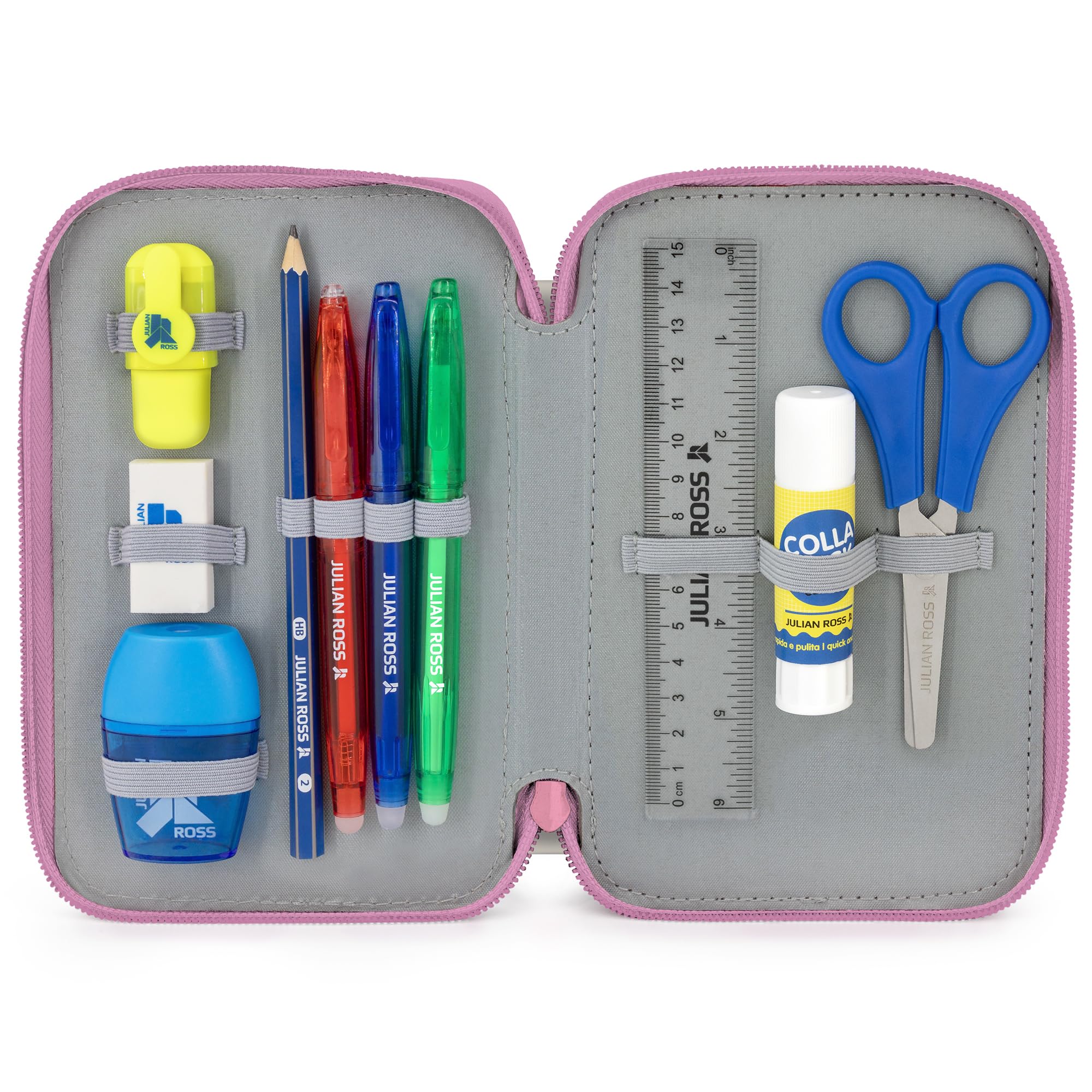 Clondo School Pack Completo Zaino Scuola Ergonomico 33x43x20 cm con Astuccio coordinato 3 Scomparti 46 Pezzi – Per Stitch Fan – Elementare e Regalo Bambina