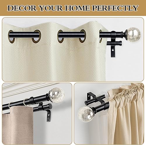 Miniatura 5 de KAMANINA Barra de cortina doble de 36 a 72 pulgadas (3-6 pies), barras de cortina de 78 pulgadas para ventanas, varillas telescópicas de alta