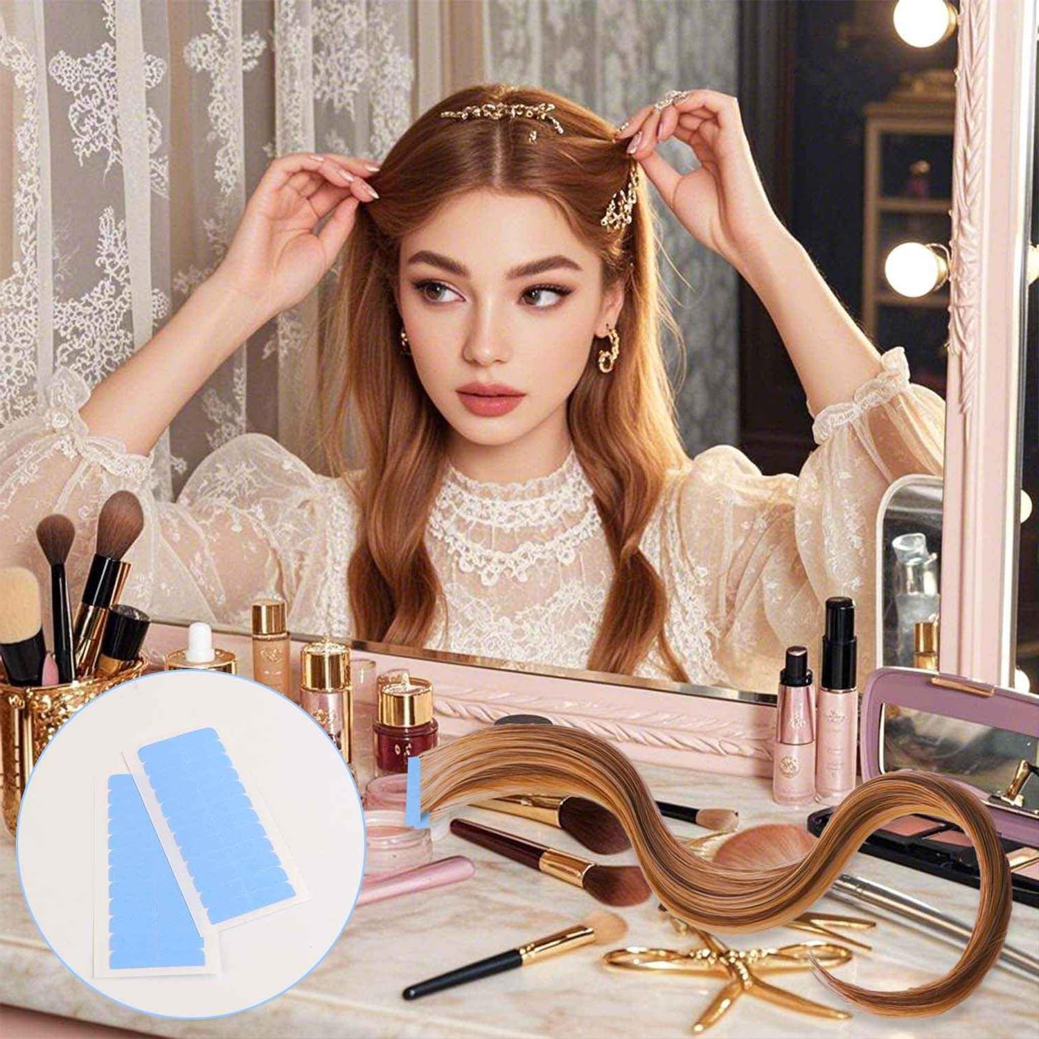 WUBAYI 60 cintas adhesivas para pelucas, 4 cm x 0,8 cm, ultrafuertes, resistentes al agua para extensiones sin costuras, cinta ultra adherente, cinta duradera para pelucas de pelo humano y sintético