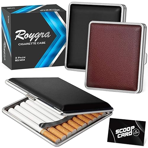 roygra Estuche de cigarrillos para tamaño regular y king, no se adapta a los años 100 piel sintética 20 capacidad (juego de 3)