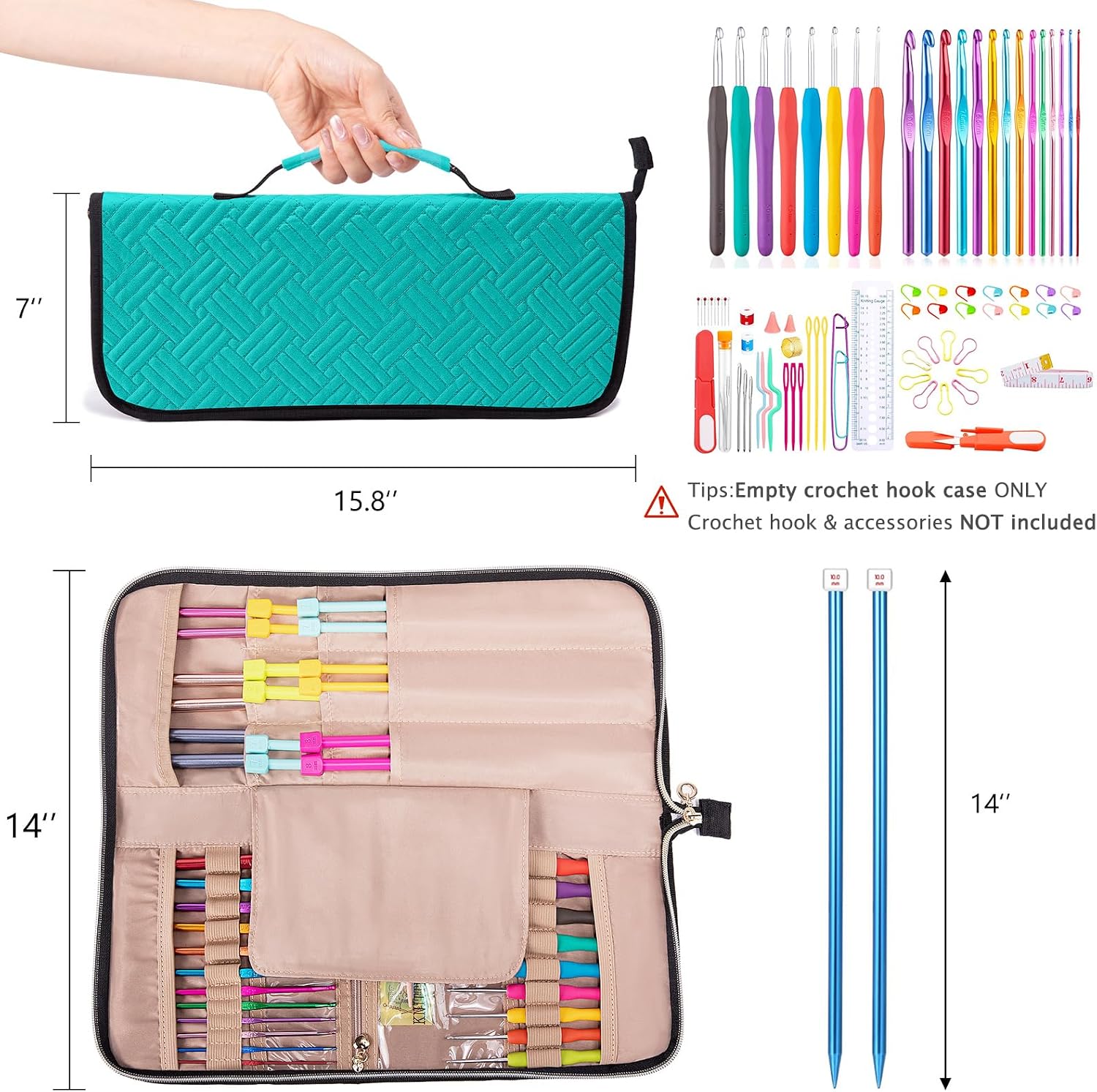 MYBAGZING Crochet Hook Case Organizer, Knitting Needle Case up to 14 Inches image 2