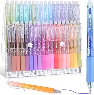 36 Color Erasable Gel Pens with Eraser Retractable Fine Point 0.7mm | Erasable Pens Clicker, Assorted Color Inks, Make Mistakes Disappear Comfort Grip for Drawing Writing Planner School Office