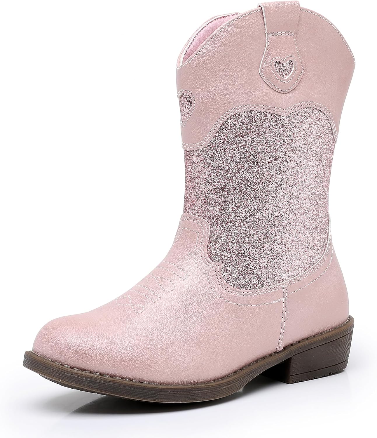 Ahannie Girls Cowboy Boots with Side Zipper – Western Cowgirl Boots for Toddler, Little Kid & Big Kid in Glitter or Classic Embroidery