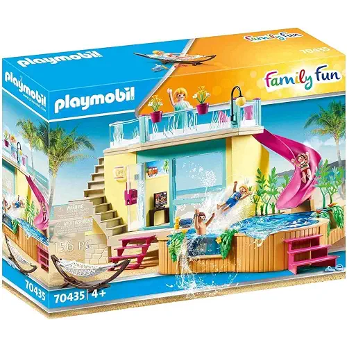 PLAYMOBIL Family Fun 70435 Bungaló con Piscina, A Partir de 4 años
