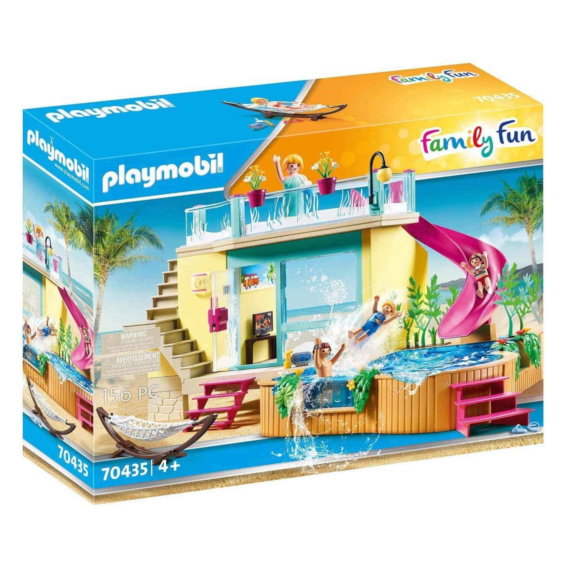 Playmobil 70435 Family Fun Beach Hotel Bungalow with Pool, for Children Ages 4+, Fun Imaginative Role-Play, PlaySets Suitable for Children Ages 4+