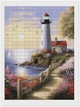 GHBNK Diamond Painting Square Kit DIY Art Craft Lighthouse Diamond Painting Home Decor Canvas Art Creative DIY Painting Kit DIY Diamond Art Craft for Stress Relief Art Project 12"x16"