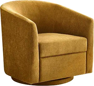 Zihanhome Swivel Accent Chair, Chenille Upholstered Barrel Chair with 360° Swivel Base, Modern Living Room Chair, Soft Reading Armchair for Bedroom, Apartment & Small Spaces