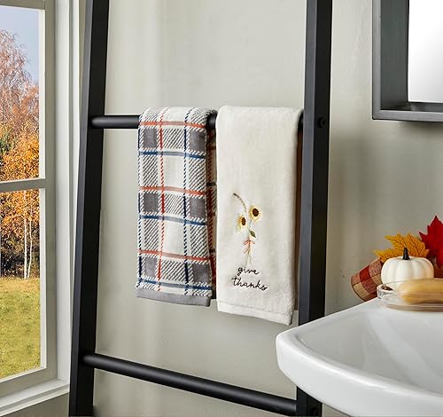 Miniatura 7 de SKL Home Juego de 2 toallas de mano de otoñocosecha de agradecimiento para bañococina y regalo, naturalmulti