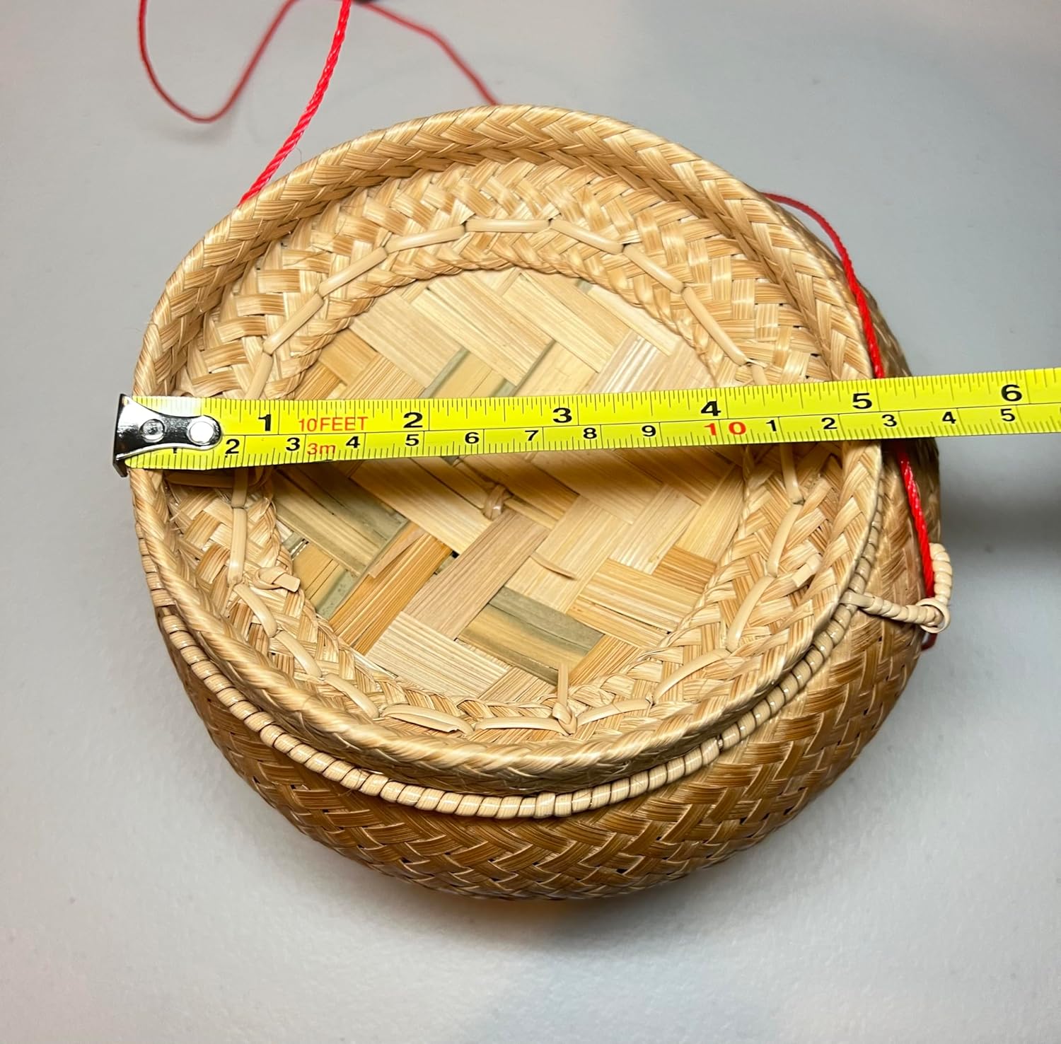 Natural Bamboo Rice Bowl/Sticky Rice Serving Bowl/Woven Wicker Basket with Handle for Cooking and Serving (Medium Size)