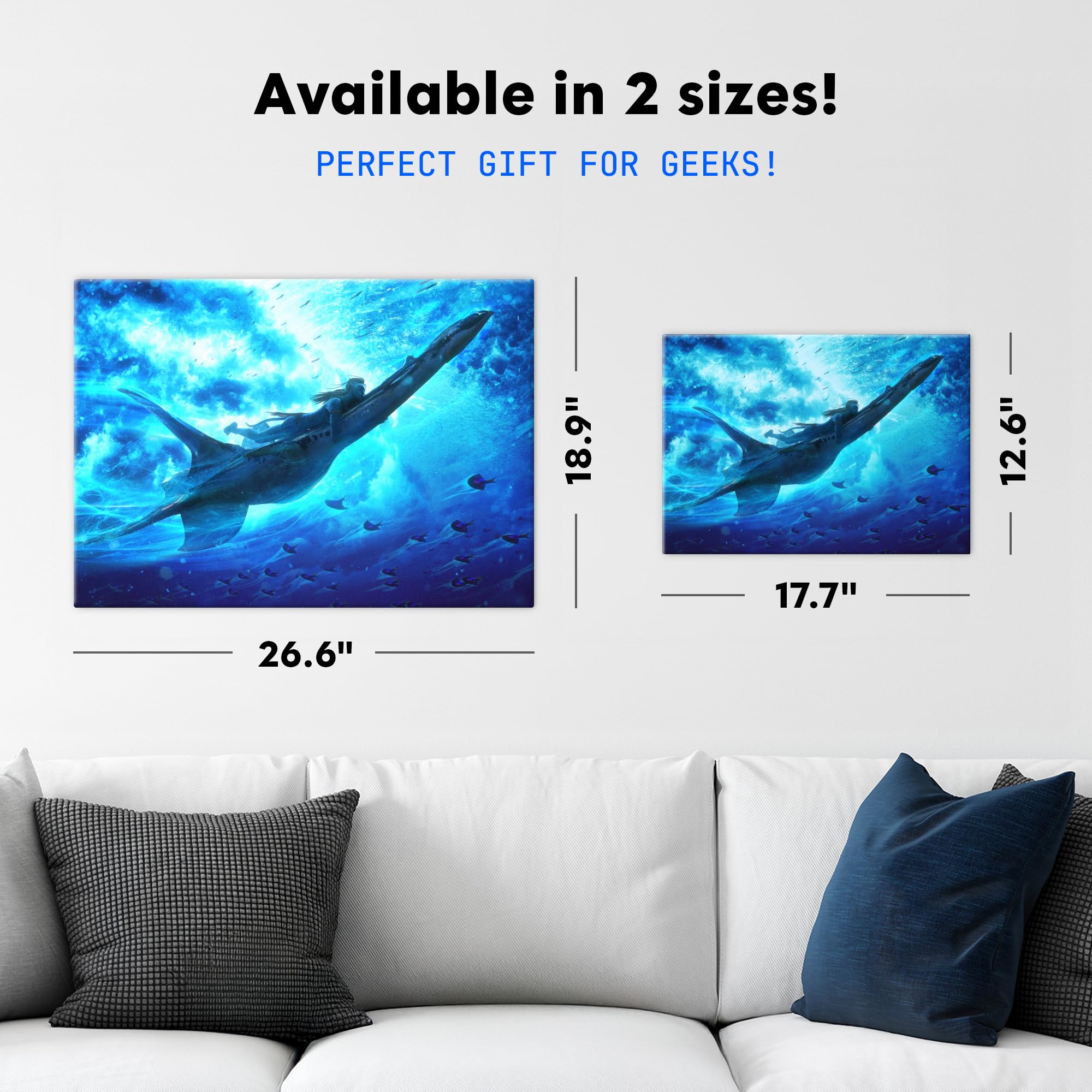 Displate Offiziell Avatar 3 MetallPoster - Lo'ak with Ilu - Magnetische Befestigung Inklusive Lizenziert Bilder Poster 45 cm x 32 cm