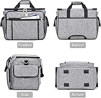 Vista 7 de CAB55 Estuche enrollable para máquina de coser, estuche de transporte desmontable con ruedas, bolsa de transporte con fondo extraíble de madera