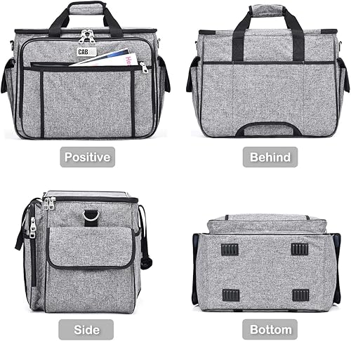 Miniatura 7 de CAB55 Estuche para máquina de coser rodante, funda de transporte desmontable para máquina de coser con ruedas, bolsa de mano con tablero de madera