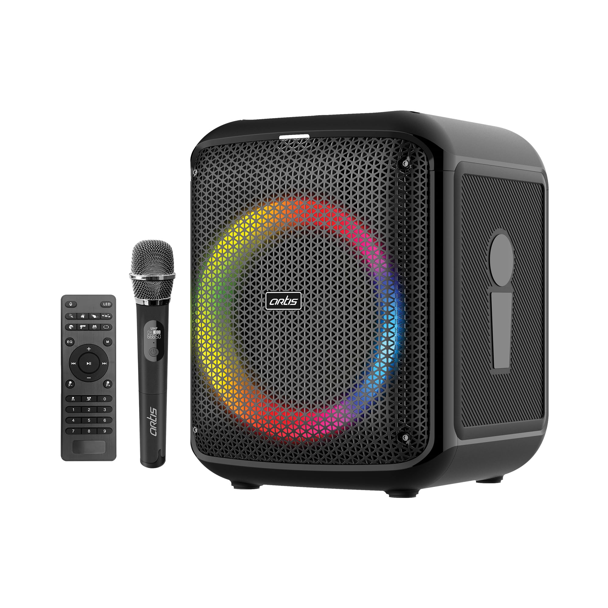 Artis SoundPro 110 Bluetooth Party Speaker with USB/TF Card/AUX Input/FM Radio/Wireless Mic & Wireless Remote (Black) (80W RMS Output) (B0D3XNS4WG) Amazon Price History, Amazon Price Tracker