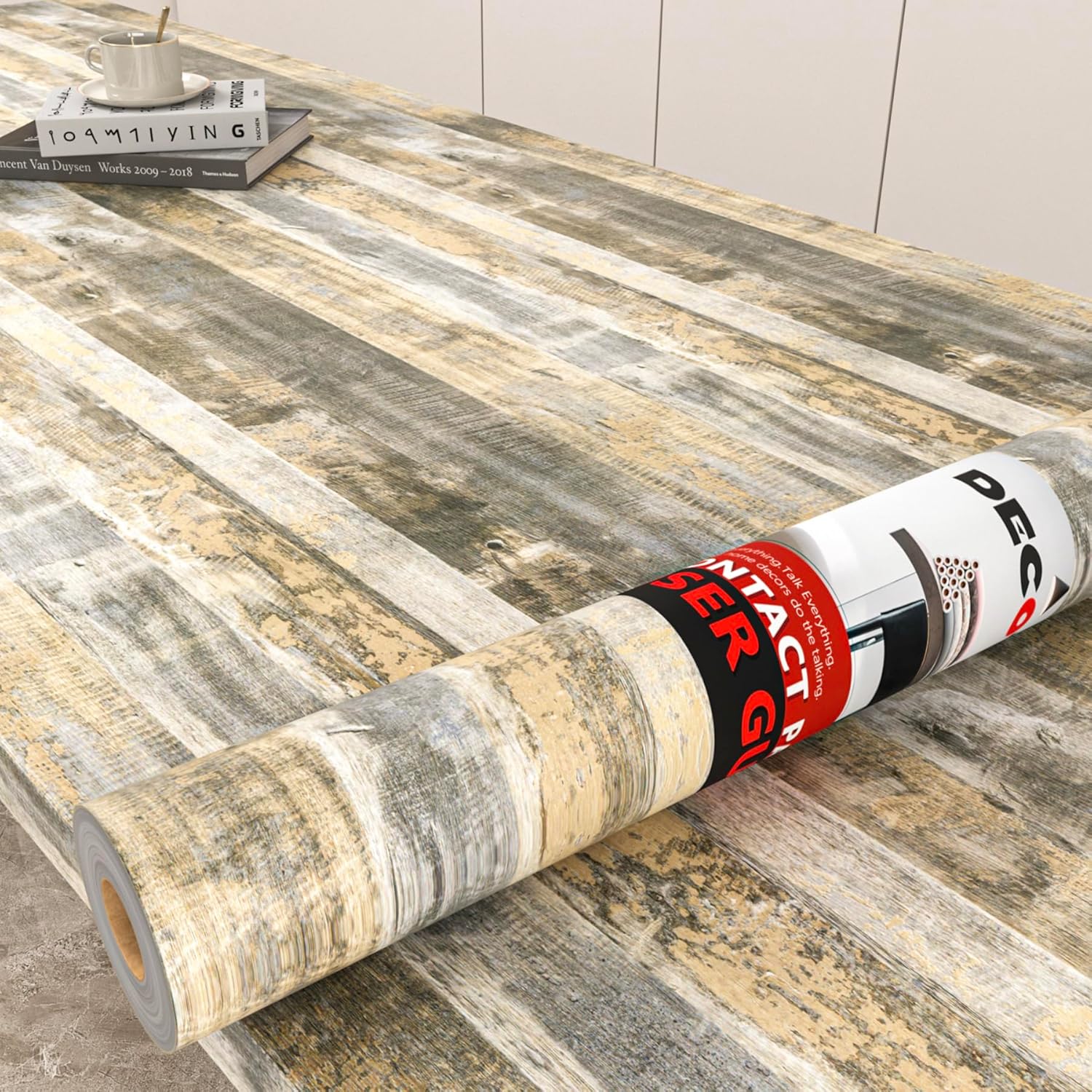 Decotalk 30"x120" Rustic Wood Wallpaper Wood Contact Paper Peel and Stick Rustic Wood Wallpaper for Bedroom Wall Wood Grain Contact Paper Light Wood Contact Paper Wood Wallpaper Vintage 30" x 120"