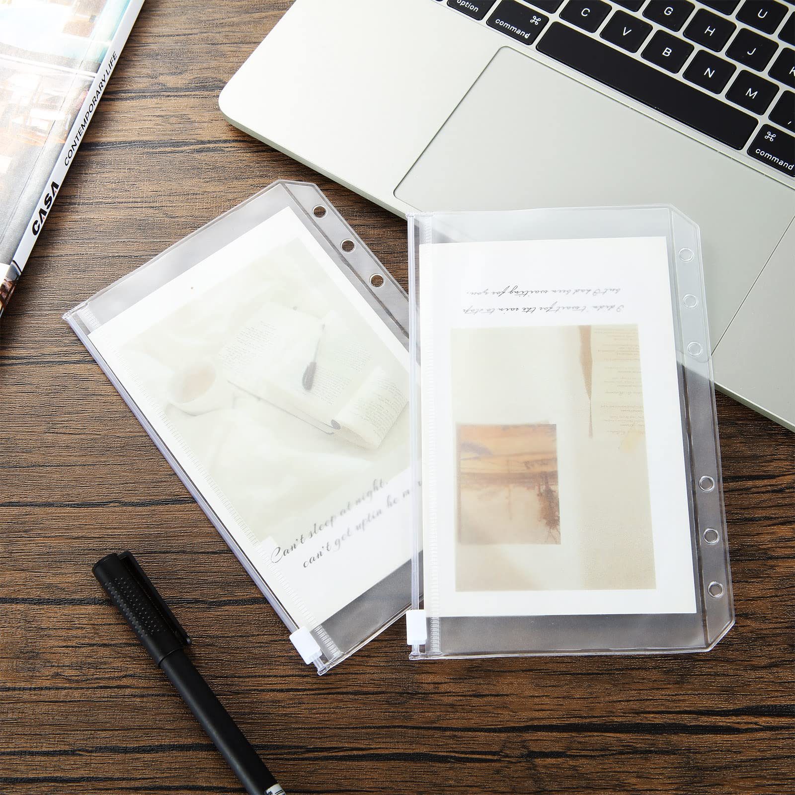 18 Tascine Portadocumenti A6 - Per Raccoglitori 6 Fori, PVC Trasparente Impermeabile, Con E Senza Griglia - Foto 14