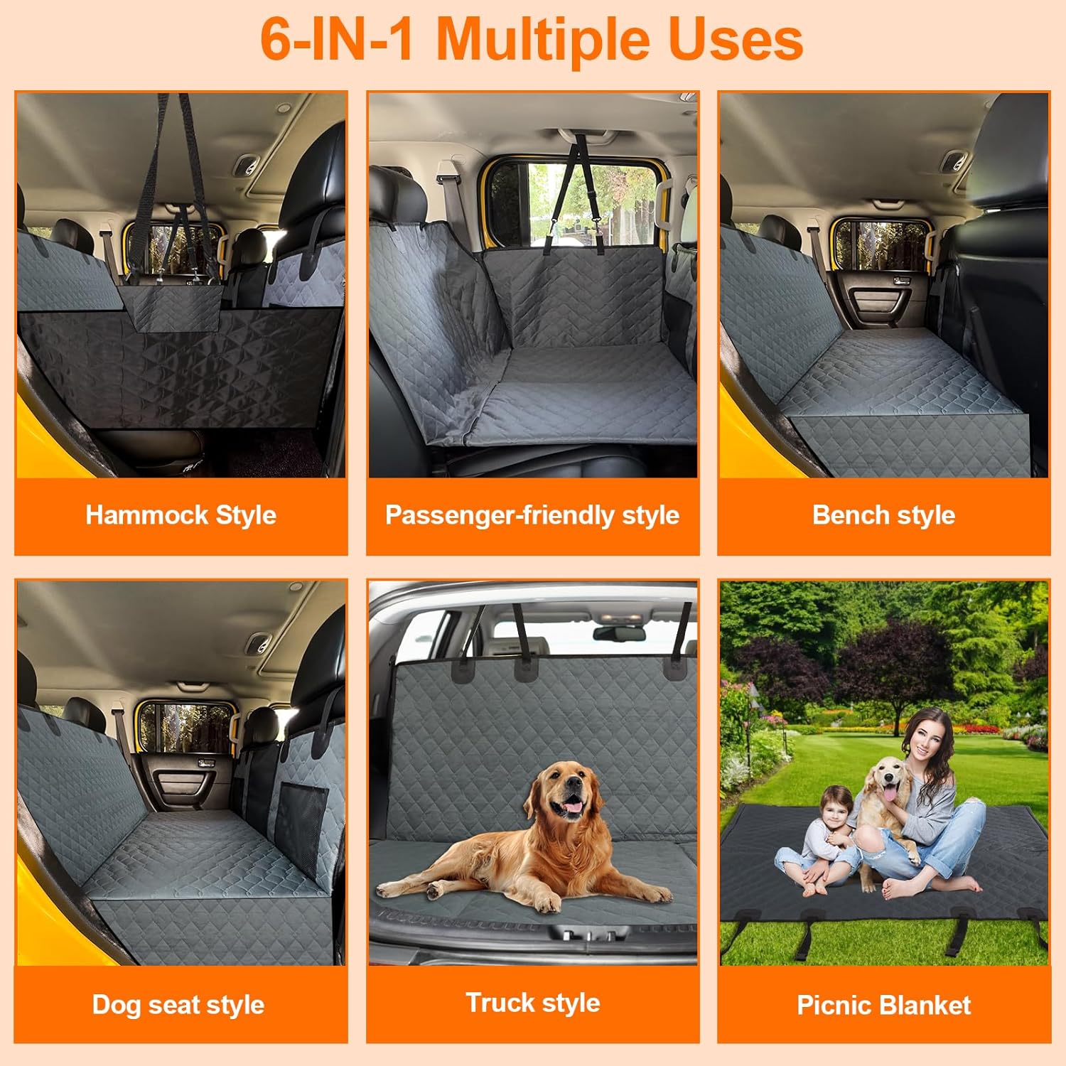 Upgrade Back Seat Extender for Dogs, Dog Car Seat Cover with Hard Bottom Holds 330lbs, Anti-Scratch Pet Car Seat Protector with Mesh Window, Waterproof Dog Hammock for Sedans, SUVs, Trucks
